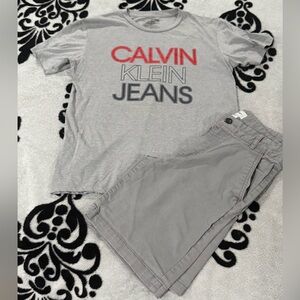 Calvin Klein Youth Gray T-Shirt and ON Shorts Set Sz L Shirt Sz 12 Shorts EUC